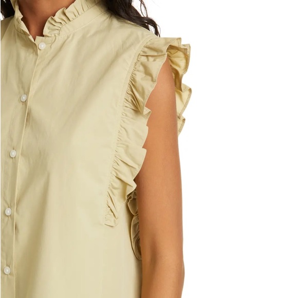 Samsoe and Samsoe Frill Sleeve Marthy Organic Cotton Button Down Shirt Large - Picture 4 of 13